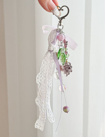 Creative Grape Beaded Pendant Keychain Bag Charm 6W10BBC384