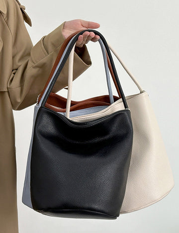 Trendy Solid Color Commuter Bucket Shoulder Bag 6W10BBG2017