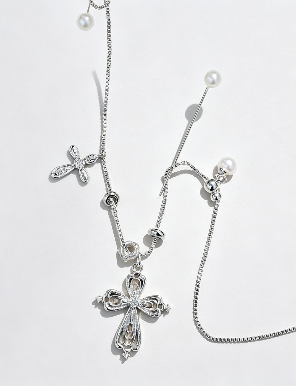 Cross Pendant Pearl Necklace - DippedShop Wholesale - #6563