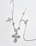 Fashion Gold Plated Cross Pendant Pearl Necklace 6W6JNC388L