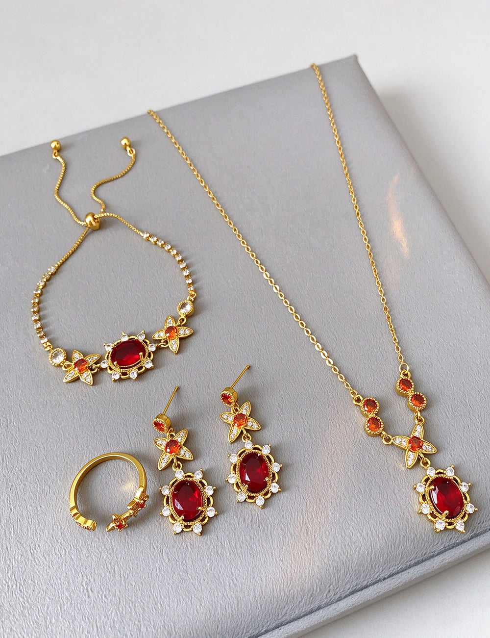 Vintage Rhinestones Floral Pendant Necklace 6W6JNC901