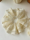 Oversized Double Layered Lace Mesh Pearl Scrunchies MK2BW6W6HSR60