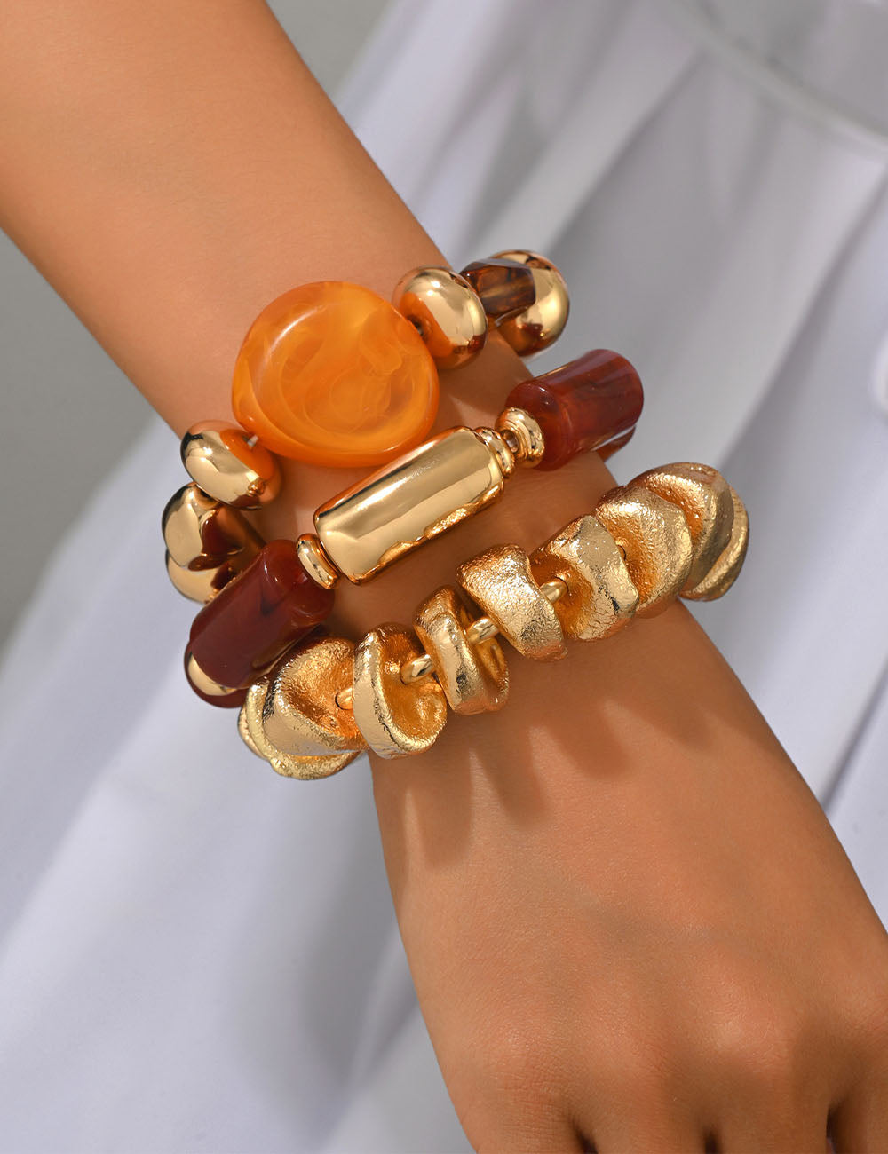 Retro Irregular Acrylic Beaded Bracelet Set 6W6JBR605
