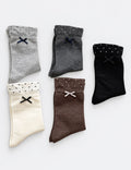 Simple Polka Dots Bow Knot Crew Socks 6W8FSO739