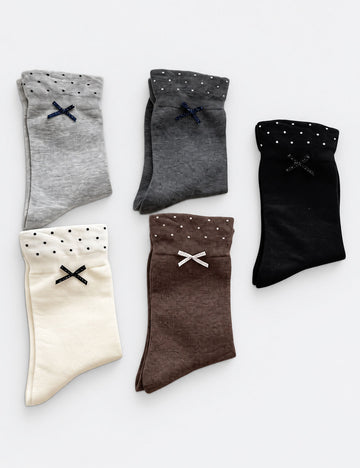 Simple Polka Dots Bow Knot Crew Socks 6W8FSO739