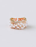 Luxury Pearl Gold Plated Cubic Zirconia Open Ring 6W6JRG383