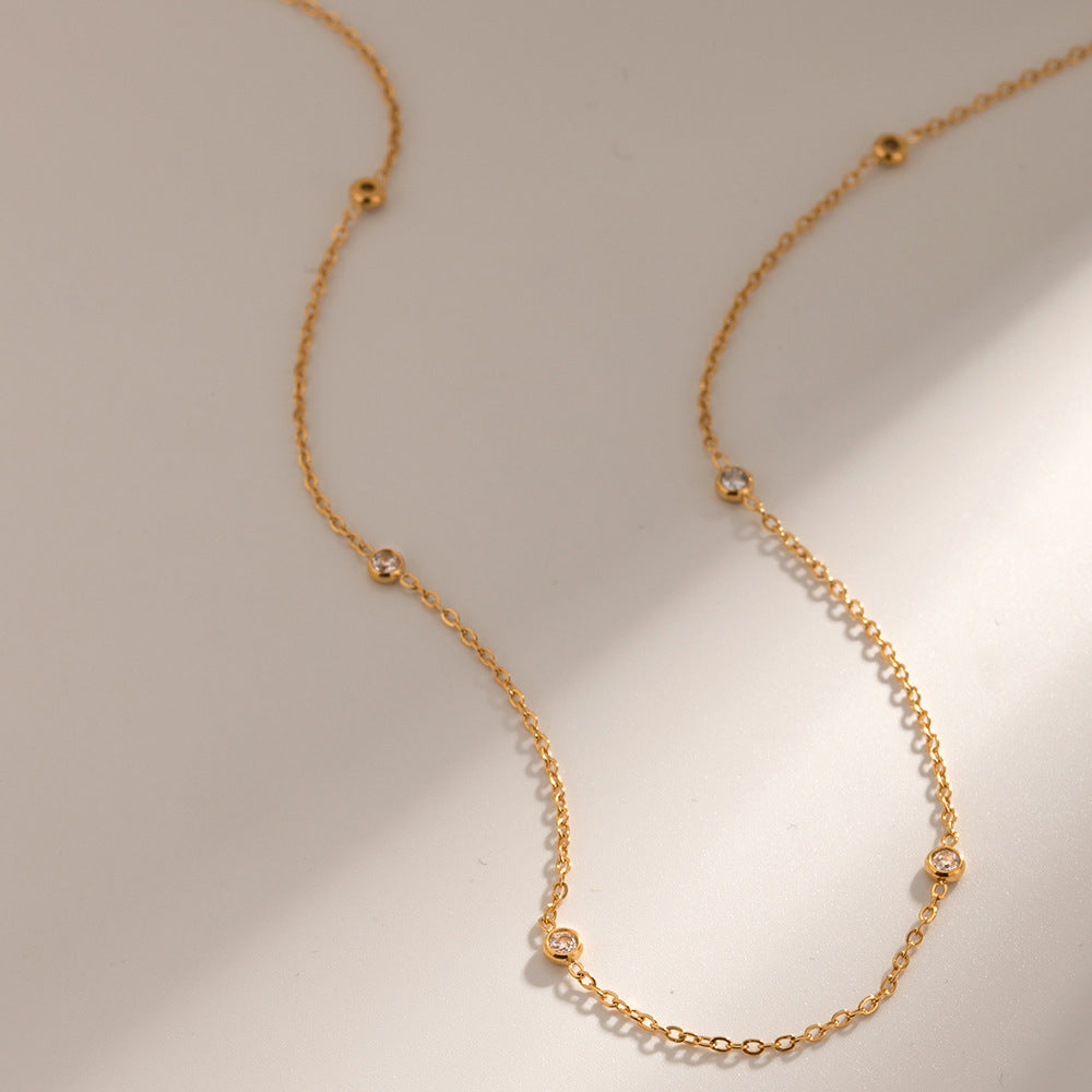 Trendy Gold Plated Cubic Zircon Choker Neckalce 6W6JNC1031