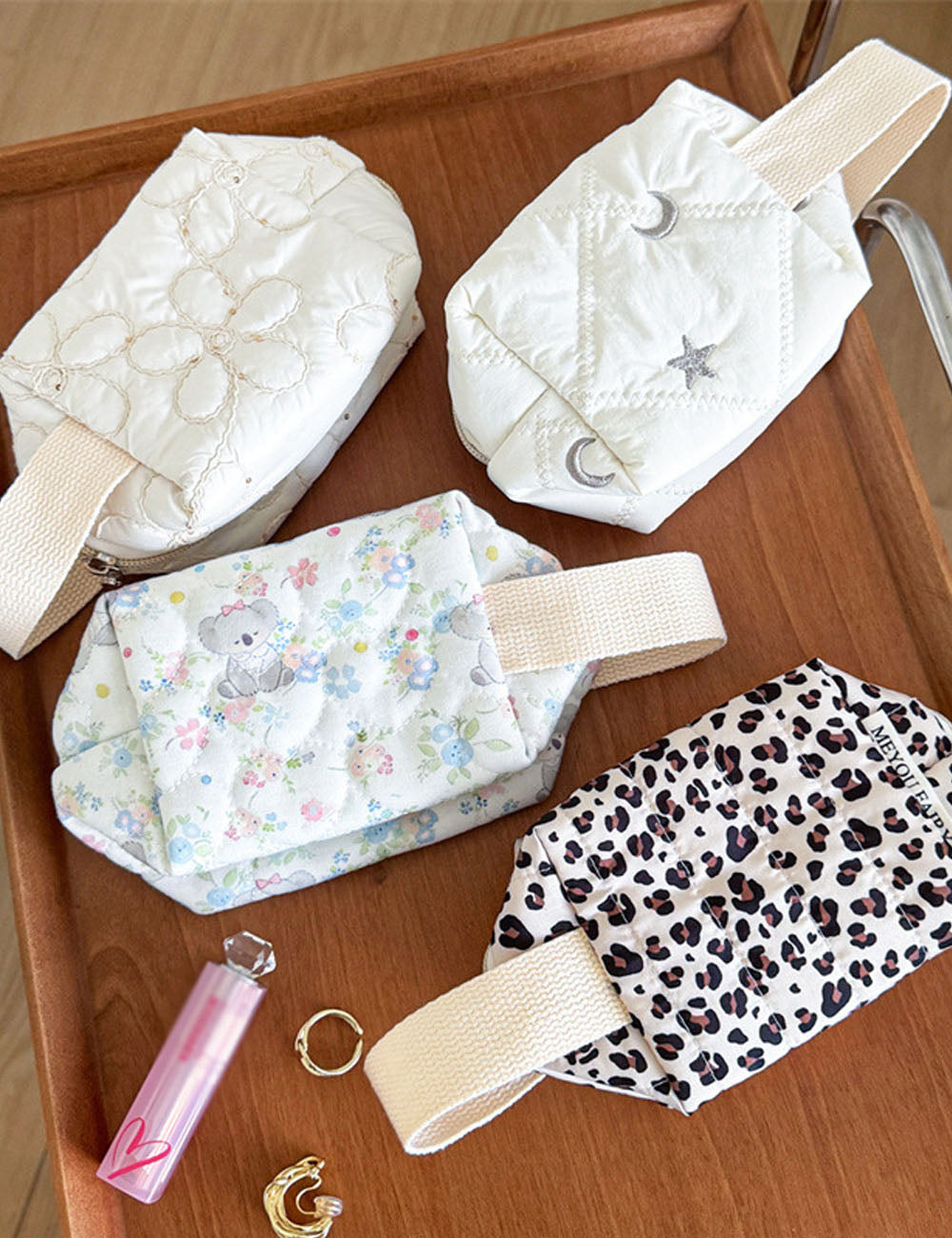Retro Leopard Print Quilted Shell Makeup Bag MK2BW6S10BOB69
