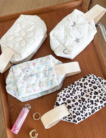 Retro Leopard Print Quilted Shell Makeup Bag MK2BW6S10BOB69