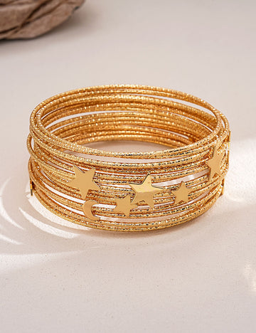 Trendy Star Moon Multi-Layer Gold Plated Bracelet 6W6JBR584