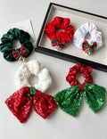Christmas Sequin Bow Scrunchies - DippedShop Wholesale - #6691