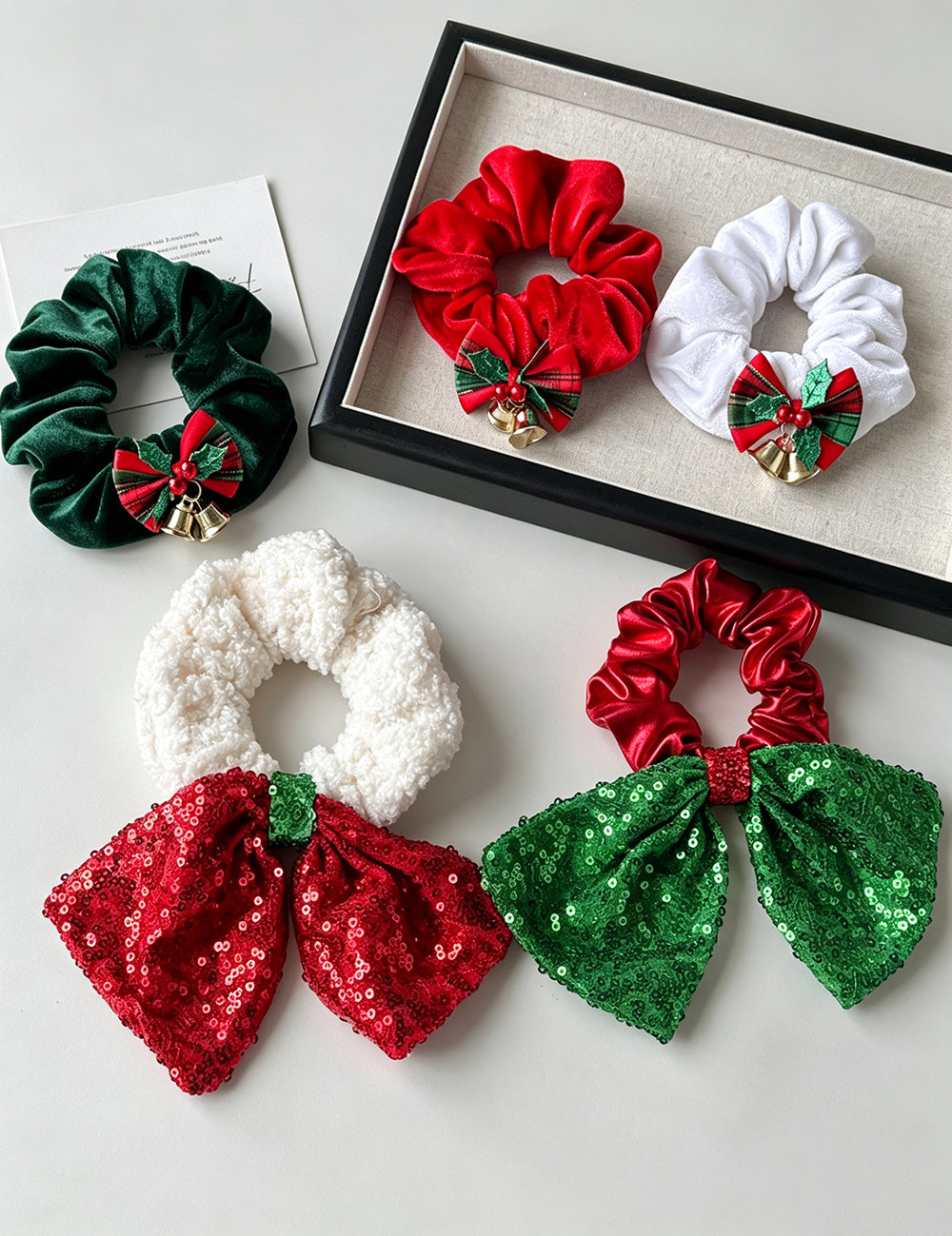 Christmas Sequin Bow Scrunchies - DippedShop Wholesale - #6691