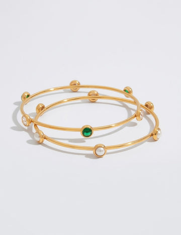 Trendy Gold Plated Pearl Bangle Bracelet 6W6JBR596