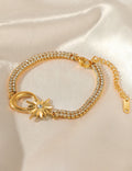Stylish Gold Plated Heart Floral Pendant Bracelets 6W6JNC636