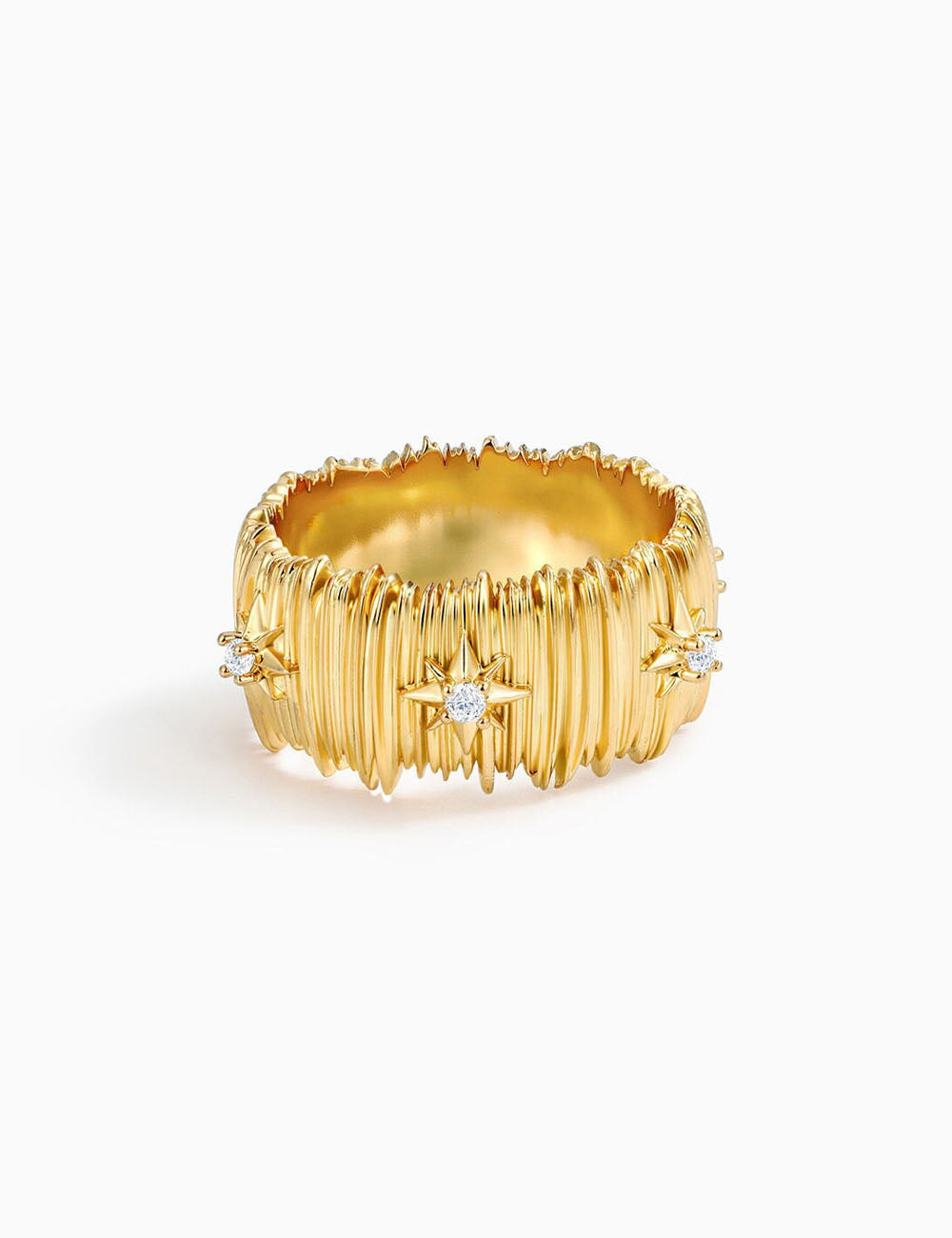 Chunky Textured Diamond Wide Ring - DippedShop Wholesale - #6275