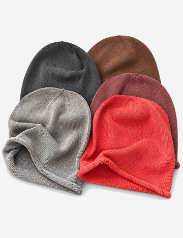 Simple Solid Color Edge Curl Knit Hat 6W6HAT721