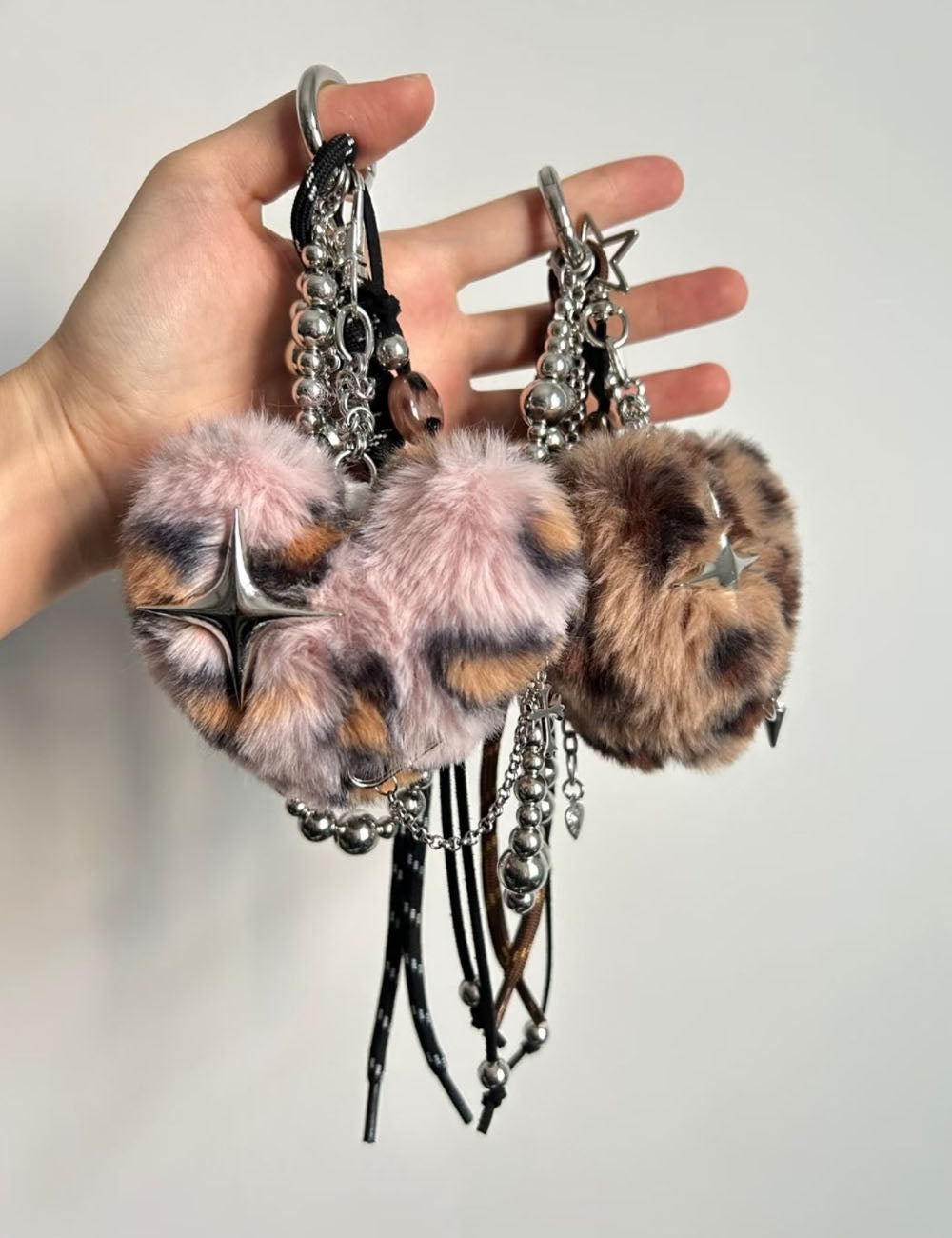 Retro Leopard Plush Pendant Keychain Bag Charm 6W10BBC392