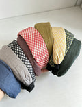 Simple Linen Plaid Soft Padded Wide Headband 6W6HBD374