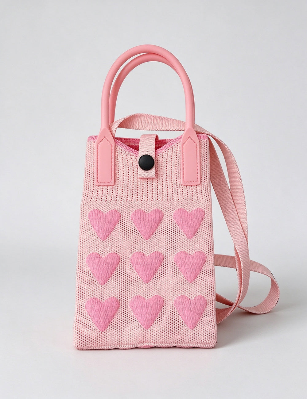 Cute Heart Print Knit Crossbody - DippedShop Wholesale - #0259