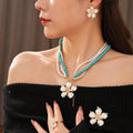 Stylish Multi Layer Enamel Floral Pendant Beads Necklace 6W6JNC953
