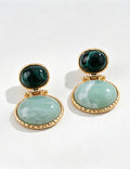 Vintage Emerald Green Oval Dnagle Earrings 6W6JER610