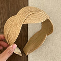Elegant Woven Straw Crossed Wide Headband 6W6HBD296