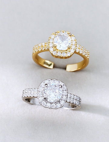Trendy Square Cubiz Zirconia Engagement Open Ring 6W6JRG370