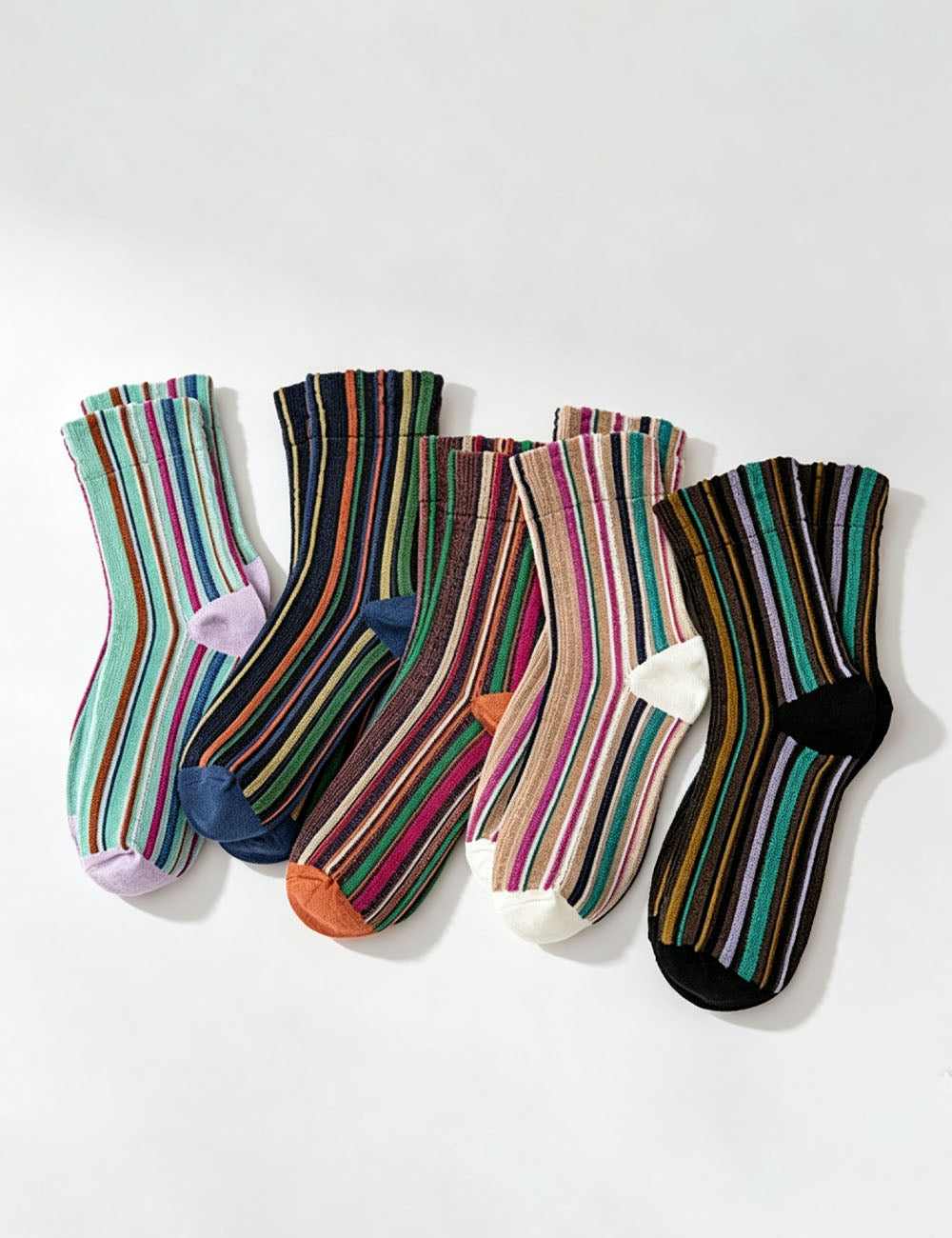 Striped Breathable Crew Socks - DippedShop Wholesale - #4979