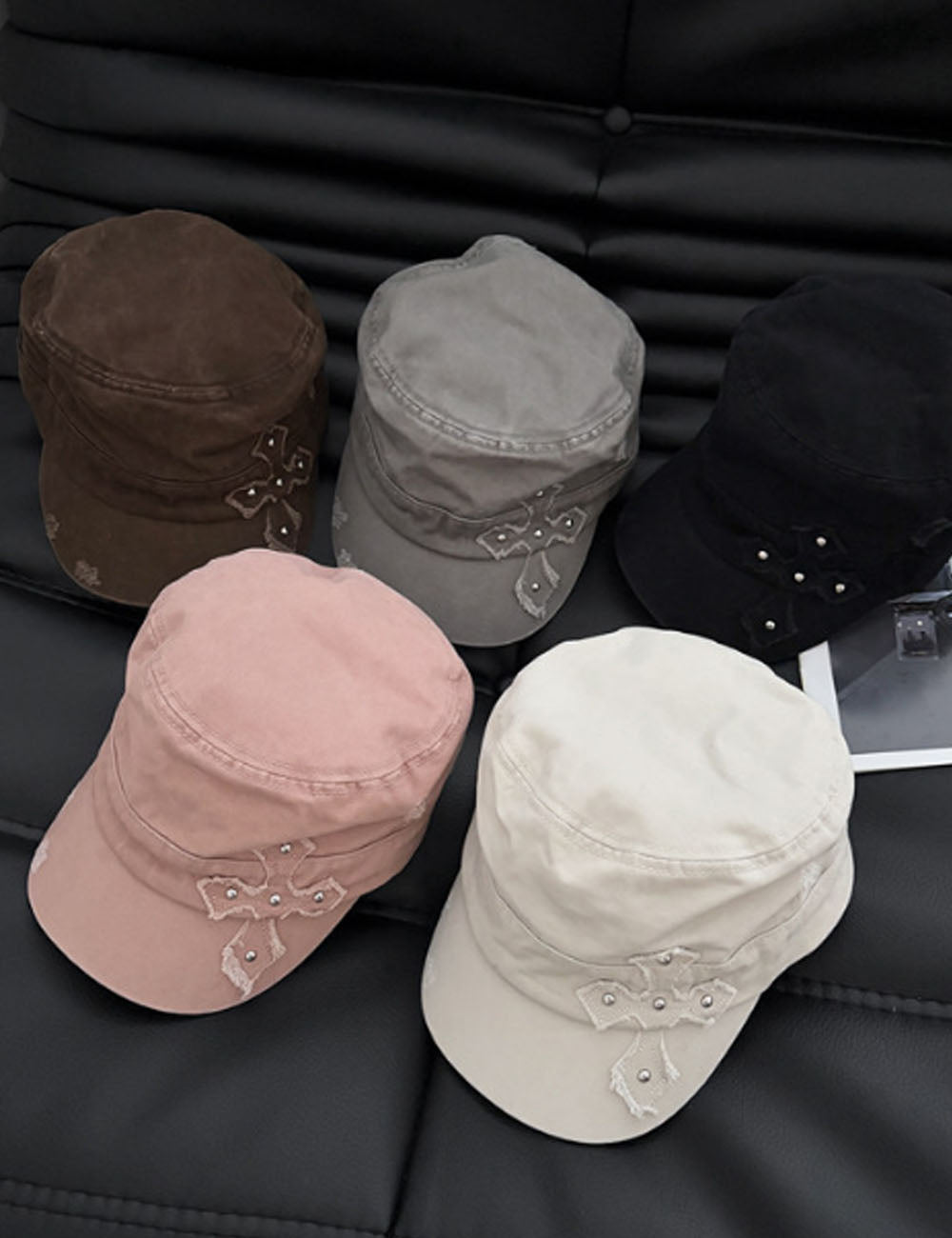 Retro Cross Embroidered Flat Cap - DippedShop Wholesale - #0851