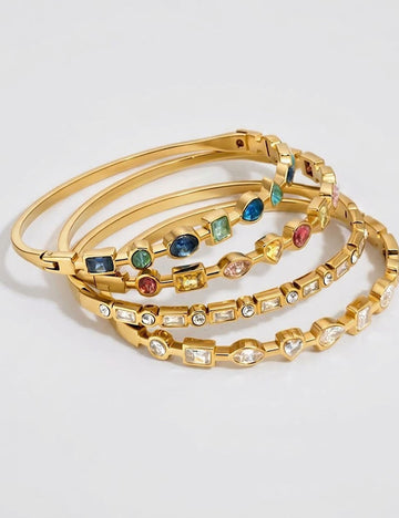 Trendy Gold Plated Cubic Zirconia Bangle Bracelet 6W6JBR599