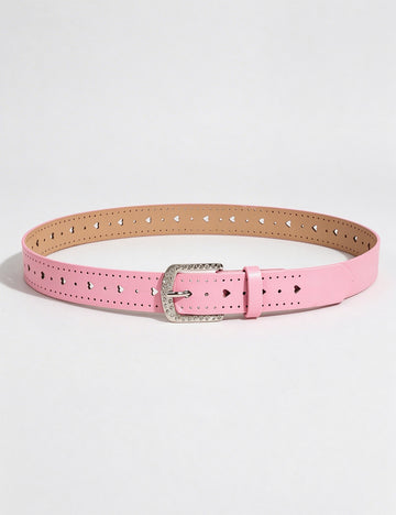 Fashion Hollow Out Heart Rhinestone Buckle Belt 6W6JBT226