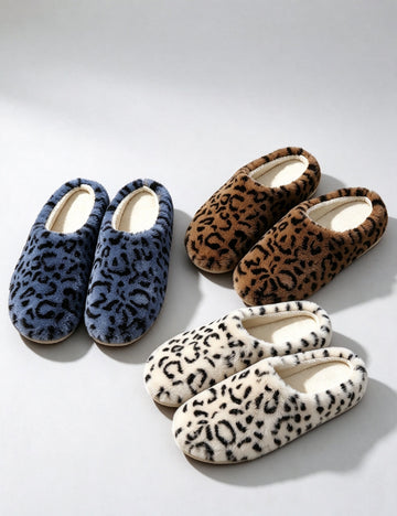 Stylish Leopard Print Soft Plush Indoor Slippers 6W8FSP281