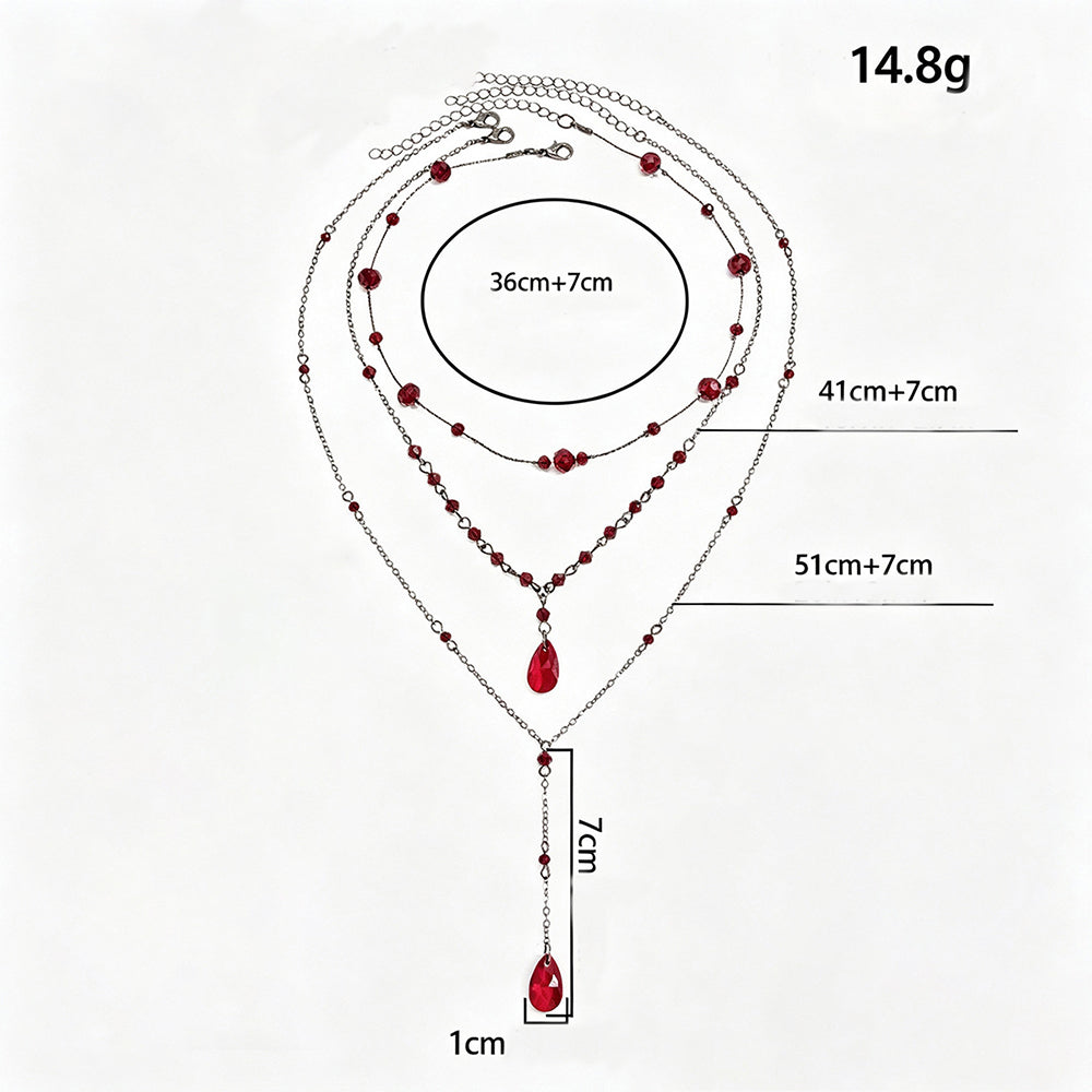 Crystal Teardrop Bead Layered Y-Lariat Necklace 6W6JNC883