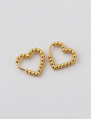 Beaded Heart Hoop Earrings - DippedShop Wholesale - #3971