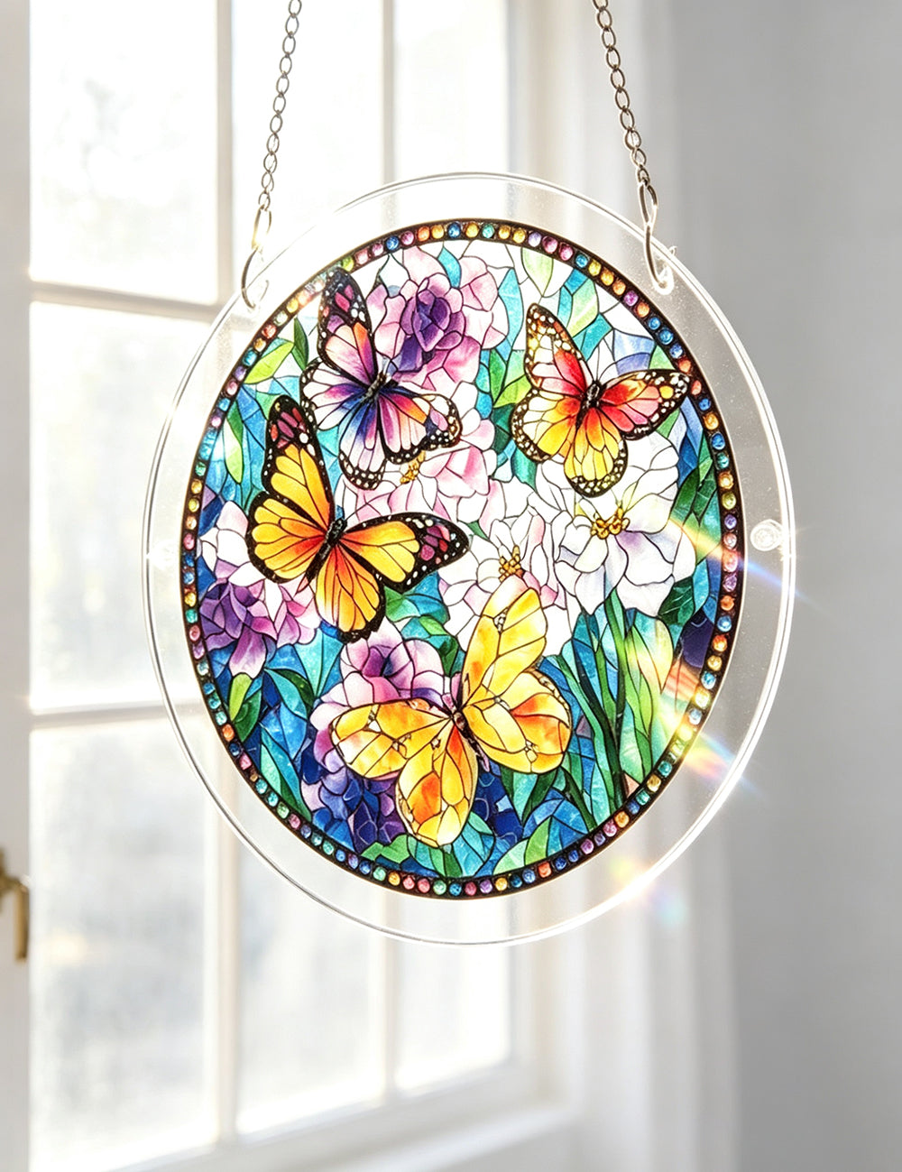 Colorful Stained Glass Style Puzzle Acrylic Suncatcher 6H7HLS181
