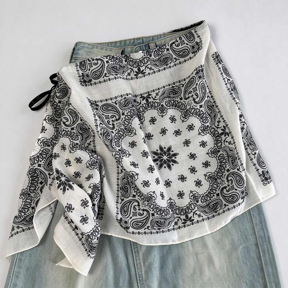 Vintage Asymmetrical Tie Waist Hip Scarf  Wrap 6W1SL46