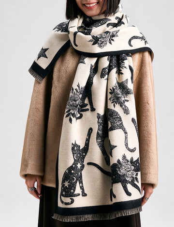 Reversible Cat Moon Scarf - DippedShop Wholesale - #6227