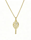 Simple Gold Plated Zirconia Tennis Racket Necklace 6W6JNC394L
