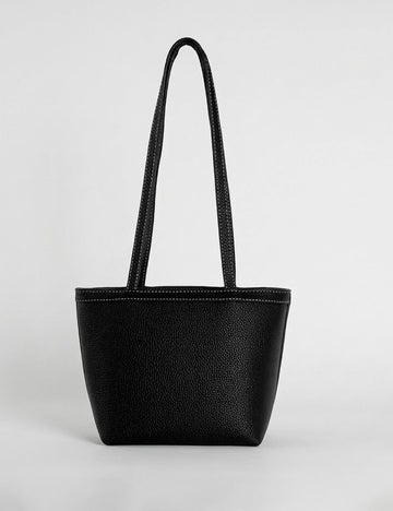 Trendy PU Solid Color Bucket Tote Bag 6W10BBG1889