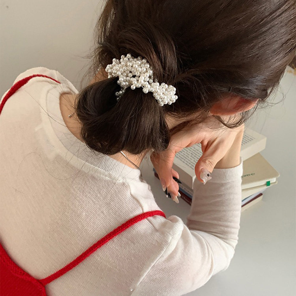Elegant Pearl Bead High-Elastic Hair Tie 6W6HSR467