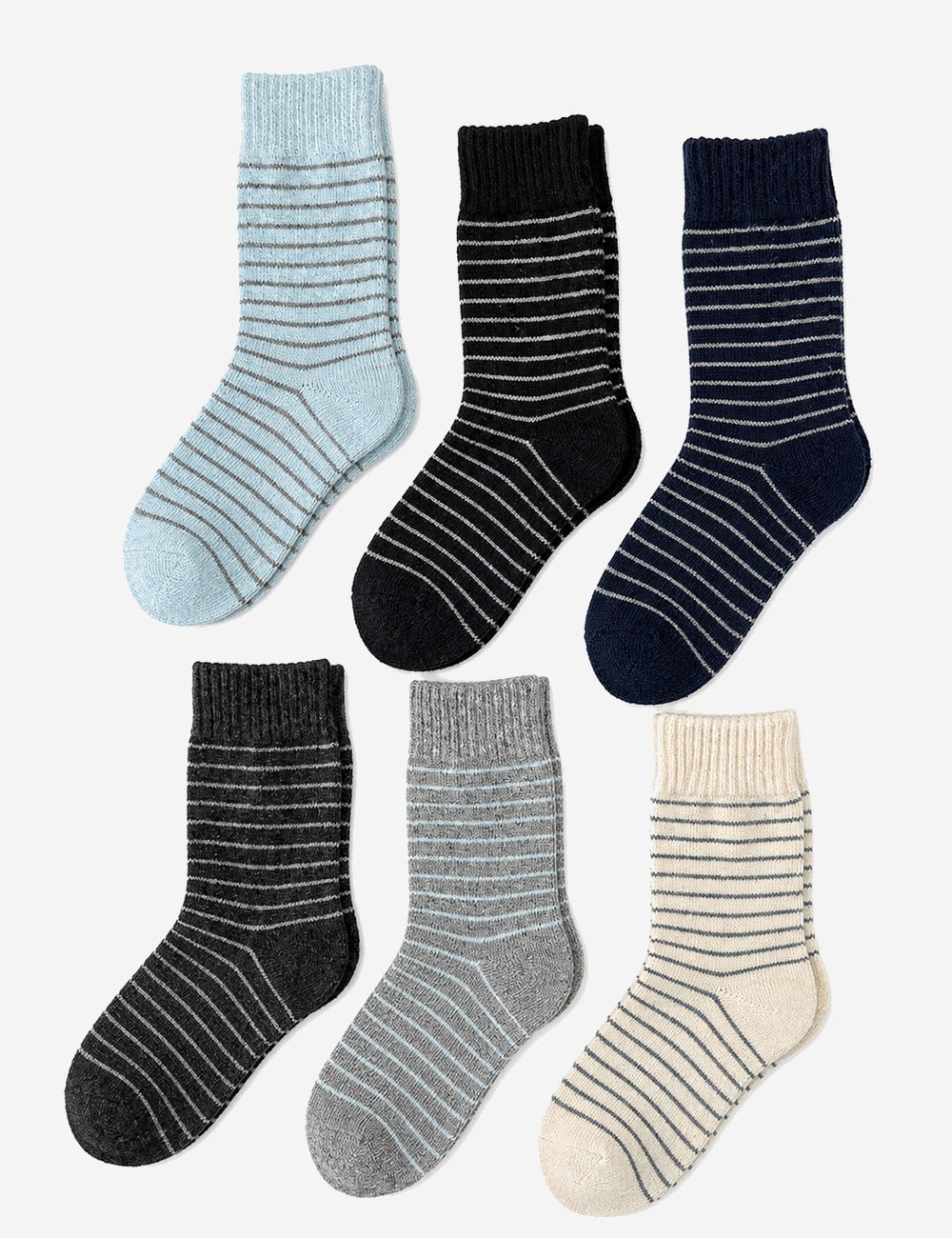 Simple Wool-Blend Striped Warm Crew Socks 6W8FSO676