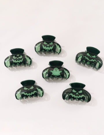 Luminous Ghost Halloween Pumpkin Hair Claw 6W6HCP1312