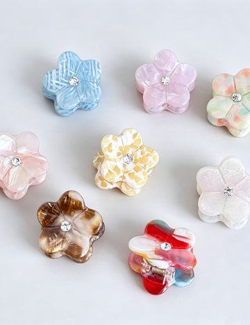 Cute Rhinestone Mini Flower Acetate Hair Claw 6W6HCP1247