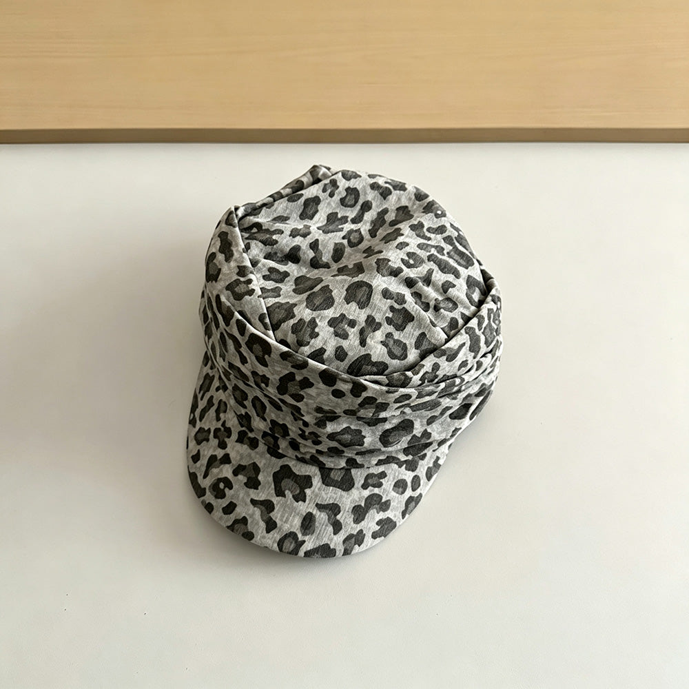 Fashion Ruched Leopard Print Flat Baseball Cap 6W6HAT795