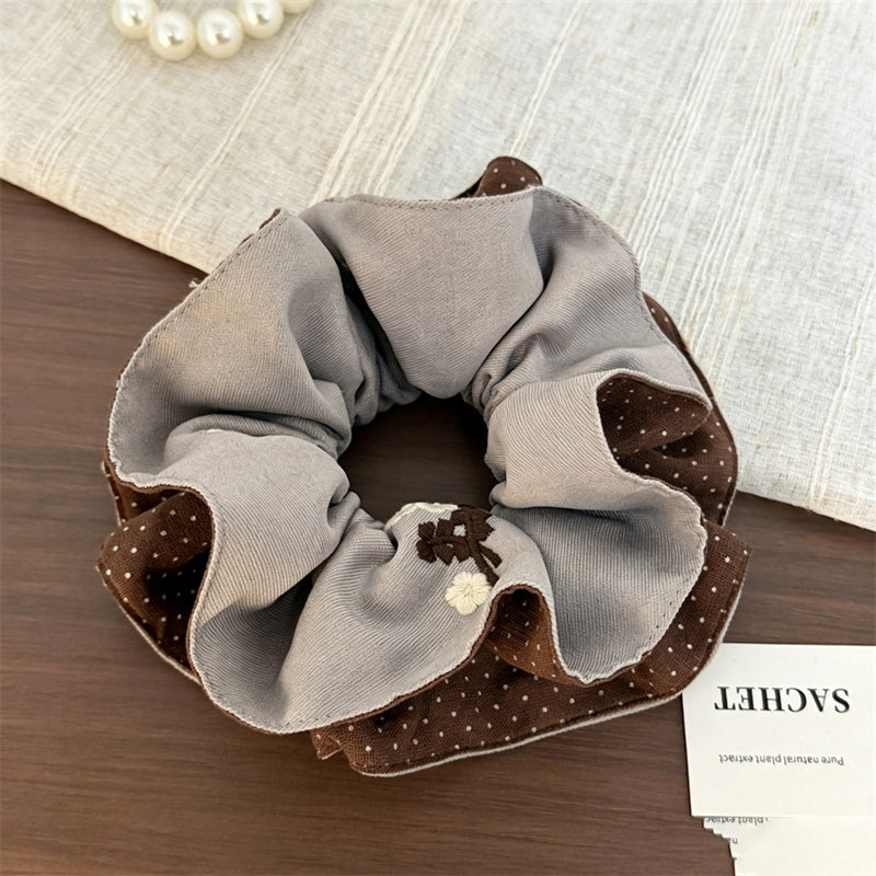 Floral Embroidery Hair Scrunchies - DippedShop Wholesale - #2259