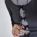 Simple Pea Pod Pearl Pendant Cord Necklace 6W6JNC1013
