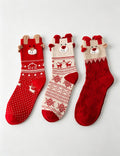 3D Ear Christmas Reindeer Crew Socks 6W8FSO907