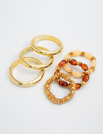 Vintage Irregular Resin Beaded Stretch Bracelet Set 6W6JBR595