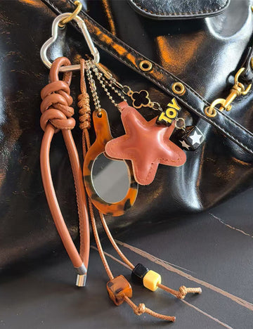 Vintage Leopard Mirror Star Pendant Keychain 6W10BBC379