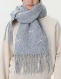 Cute Bowknot Solid Color Tassel Warm Scarf W6W6NSC127